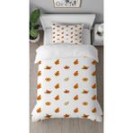 Greendecor Yapraklar Çiçek Sade Desenli Baskılı Özel Tasarımlı Çarşafsız Tek Kişilik Tarz Şık Nevresim Takımı - Mor - 160 x 220 cm