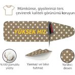 Greenline Ütü Masası Kılıfı, Keçeli Yanmaz, Pamuklu, Kahverengi, Yıldız Desenli, 145x56 cm, Battal Boy XXL