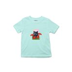 GreenMint Çocuk Tişört Cat And Flowers Mint Yeşili 5-6 Yaş