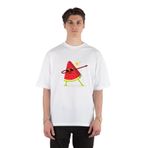 GreenMint Cool Cute Watermelon Dabbing Funny Summer Vibes Unisex Beyaz Oversize T-shirt