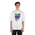 GreenMint Unisex Beyaz Oversize T-shirt Psychedelic Mushrooms Skull Dripping Beyaz S