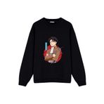 GreenMint Unisex Oversize Sweatshirt Attack on titan captain Levi Siyah XL