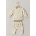 Greenmoon %100 Pamuk Bebek Pijama Takımı - 001-Krem - 12 - 18 Ay