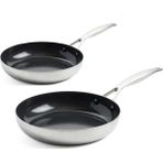 Greenpan Geneva 3-Ply 2’li Tava Seti 18 & 24 cm – Elmas Güçlendirmeli Thermolon™ Seramik Yüzey - Gümüş