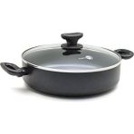 Greenpan Torino™ 28 cm Basık Tencere – 4,3 Lt, Thermolon™ Seramik Yapışmaz Kaplama, Indüksiyon Uyumlu, Fırında Kullanılabilir - Siyah