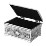 Greensen `Vintage Mücevher Kutusu, El Oyması Desenli & Yumuşak Siyah Kadife İç Kaplaması Antik Mücevher Organizer Küçük Saklama Kutusu Yüzükler Küpeler Kolyeler `