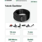 Greensulama 16 mm Düz Delikli Damlama Borusu 200 Metre Bahçe Sera Sulama