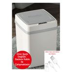 Greentech Sensörlü Kablolu (Şarjsız) 12 Litre Çöp Kovası / GT-SC01K BEYAZ