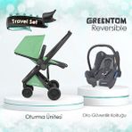 Greentom Reversible Siyah Şasi Çift Yönlü Travel Sistem Bebek Arabası - Mint