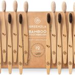 Greenzla Bambu Diş Fırçası (12'li Paket) | BPA İçermeyen Yumuşak Kıl Diş Fırçaları | Çevre Dostu, Doğal Bambu Diş Fırçası | Biyoçözünebilir, Doğada Çözünebilir ve %100 Organik Kömür Rengi Ahşap Diş Fırçası