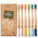 Greenzla Çocuklar Bambu Diş Fırçaları (6'lı Paket) | BPA İçermeyen Yumuşak Kıllar Diş Fırçaları | Çevre Dostu, Doğal Bambu Diş Fırçası Seti | Biyobozunur ve Kompostlanabilir Kömür Ahşap Diş Fırçaları
