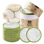 Greenzla Yeniden Kullanılabilir Makyaj Temizleme Pedleri (20 Paket) Yıkanabilir Çamaşır Torbası ve Saklama için Yuvarlak Kutu ile, Tüm Cilt Tipleri İçin Yeniden Kullanılabilir Bambu Pamuk Mermileri, Çevre Dostu Yeniden Kullanılabilir Bambu Pamuk Pedleri