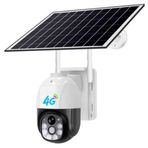 Greethga 1 x Dış Mekan Kablosuz Güneş Güvenlik Kamerası 2MP Pilli 4G ABS Bağlantılı Ev Güvenliği, PTZ Panoramik