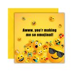 GreetInk Komik Emoji Doğum Günü Tebrik Kartı - Awww, You're Making Me So Emojinal Tasarım Sarı Zarflı - Her Yaş İçin Mükemmel Mutlu Doğum Günü Kartı