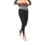 Grenj Fashion Siyah Yüksek Bel Kemeri Turuncu Leopar Dijital Baskılı Toparlayıcı Spor Tayt (M)