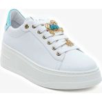 Greyder Kadın Beyaz Mavi Hakiki Deri Sneaker Ayakkabı 5Y2SA59273 - Beyaz - Mavi