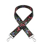 GRFIT Çanta Kemeri Etnik Tarzda Çanta Askısı, Ayarlanabilir Omuz Askısı, Çiçek Baskısı, Geniş El Çantası Omuz Askısı, Aksesuar Parçası, 3,8 cm Omuz Askısı (Renk: Kelebek Gümüş)