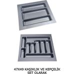 Gri 2'li Çekmece Içi Kaşıklık ve Kepçelik Seti, 47X49 cm (43X40 Cm'e Kesilebilir) - Seçenek 1 - Antrasit