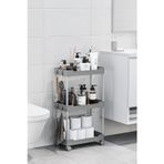 Gri 3 Katlı Tekerlekli Düzenleyici Mutfak Ve Banyo Rafı Vesken