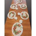 Gri 6 Kişilik 12 Parça Amerikan Servis, Hasır Supla Takımı, Tabak ve Bardak Altlığı Seti,baskılı, - 36 x 36 cm
