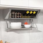 Gri aşağı çekin saklama kutusu dolabı gizli baharat aşağı çevirin çekme sepeti mutfak için çift katlanır gıda rafı W27.5 cm alanı ve erişilebilirliği en üst düzeye çıkarmak