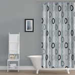 Gri Banyo Perdesi Tek Kanat Geometrik Desen Duş Perdesi Gri