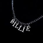 Gri Billie Yazılı Harfli 45 cm Zincirli Hediyelik Bayan Kolye