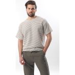 Gri Bisiklet Yaka Pamuklu Çizgili Erkek T-Shirt E7121 - XL