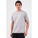 Gri Bisiklet Yaka Pamuklu Düz Renk Slim Fit Erkek T-shirt