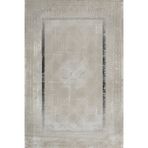Gri Çerçeveli Pamuk Makinada Yıkanabilir Kaymaz Taban Dijital Makine Baskı Salon Halı-I-Lxs_Zen-1085GR-300x400