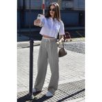 Gri Çift Bel Bantlı Wide Leg Kadın Pantolon MG2551
