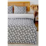 Gri Çift Kişilik Nevresim Takımı Pamuklu Çiçek Desenli Henna 200X215 cm - Mavi - 200 x 210 cm