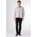 Gri Çıtçıt Kapamalı Kapitone Slim Fit Erkek Mont - XL
