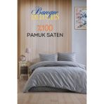 Gri Çizgili Saten Çift Kişilik Nevresim Takımı - 200 x 220 cm