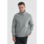 Gri Comfort Fit Kürklü Yaka Yünlü Mont - 50
