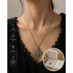 Gri Demir Haç Tasarımlı Unisex Kolye – 60 Cm Zincirli Gotik Rock Tarzı