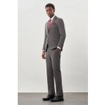 Gri Düz Bez Ayağı Kılıç Yaka 2 Düğme Yünlü 6 Drop Slim Fit Classic Takım Elbise 1001245179_100