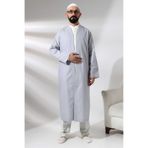 Gri Erkek Namaz Elbisesi V Yaka Dugmesiz Onu Acik Namaz Cubbesi