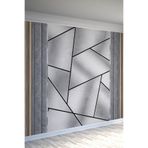 Gri Geçişli Desen Geometrik Çizgili Tek Parça Tekstil Duvar Kağıdı, 450 x 280