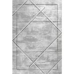 Gri Geometrik Pamuk Makinada Yıkanabilir Kaymaz Taban Dijital Makine Baskı Salon Halı-I-Krm_Dark-DK001G-300x400