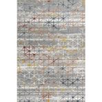 Gri Geometrik Pamuk Makinada Yıkanabilir Kaymaz Taban Dijital Makine Baskı Salon Halı-I-Krm_Lotus-8562-100x300