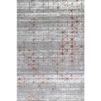 Gri Geometrik Pamuk Makinada Yıkanabilir Kaymaz Taban Dijital Makine Baskı Salon Halı-I-Krm_Lotus-8564-160x300