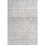 Gri Geometrik Pamuk Makinada Yıkanabilir Kaymaz Taban Dijital Makine Baskı Salon Halı-I-Krm_Lotus-8575-100x450
