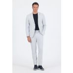 Gri Gofreli Mono Yaka Esnek 6 Drop Slim Fit Classic Takım Elbise 1001250117