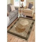 GRİ HOME HALI DİJİTAL BASKI KAYMAZ YIKANIR GOLD TASLI DESEN CERCEVELI HALI YOLLUK KORIDOR HALISI GOLD 120 x 300