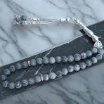 Gri Jasper Tesbih 33' Lük Tesbih Orijinal Doğal Taş Renk Atmaz Gri Jasper Taşı 10 mm Boyut