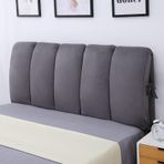 Gri kadife yatak başlığı kılıfı, çift kişilik/tek kişilik yataklar için yastıklı koruyucu, deri, ahşap, demir yatak başlıkları 90 x 60 cm, şık, dayanıklı minderler, yatak odası dekoru için