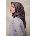 Gri Kareli Twill İpek Eşarp