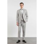 Gri Kılıç Yaka Çift Yırtmaç Esnek 6 Drop Slim Fit Damatlık Takım Elbise 1001250205