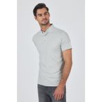 Gri Kısa Kol Düz Suprem Polo Yaka Cepsiz Pamuklu Casual Slim Fit Tişört 1011250160_601 - XL - Optik Beyaz